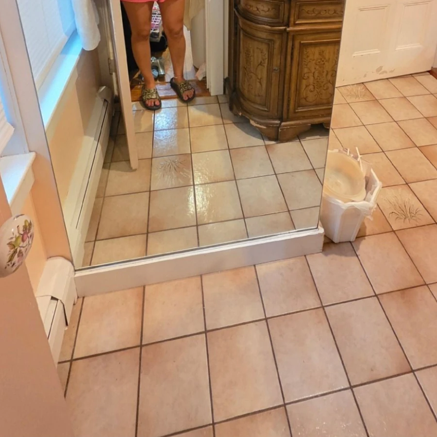 Bathroom floor before and after deep cleaning service in MA and NH