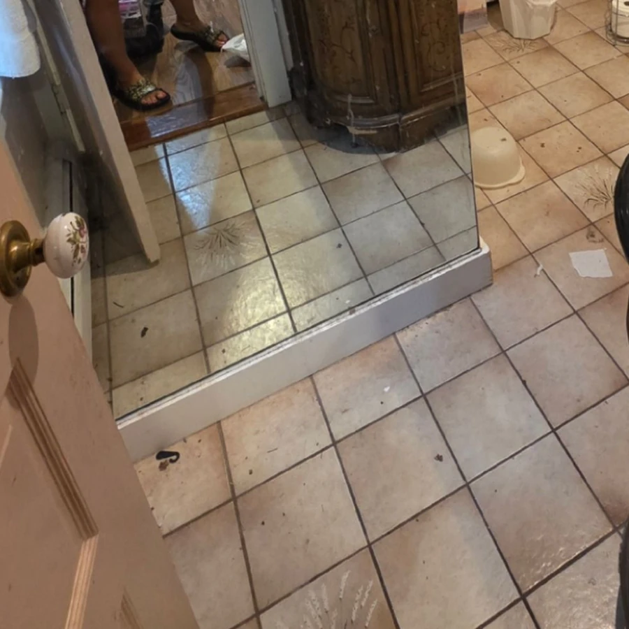 Bathroom floor before and after deep cleaning service in MA and NH