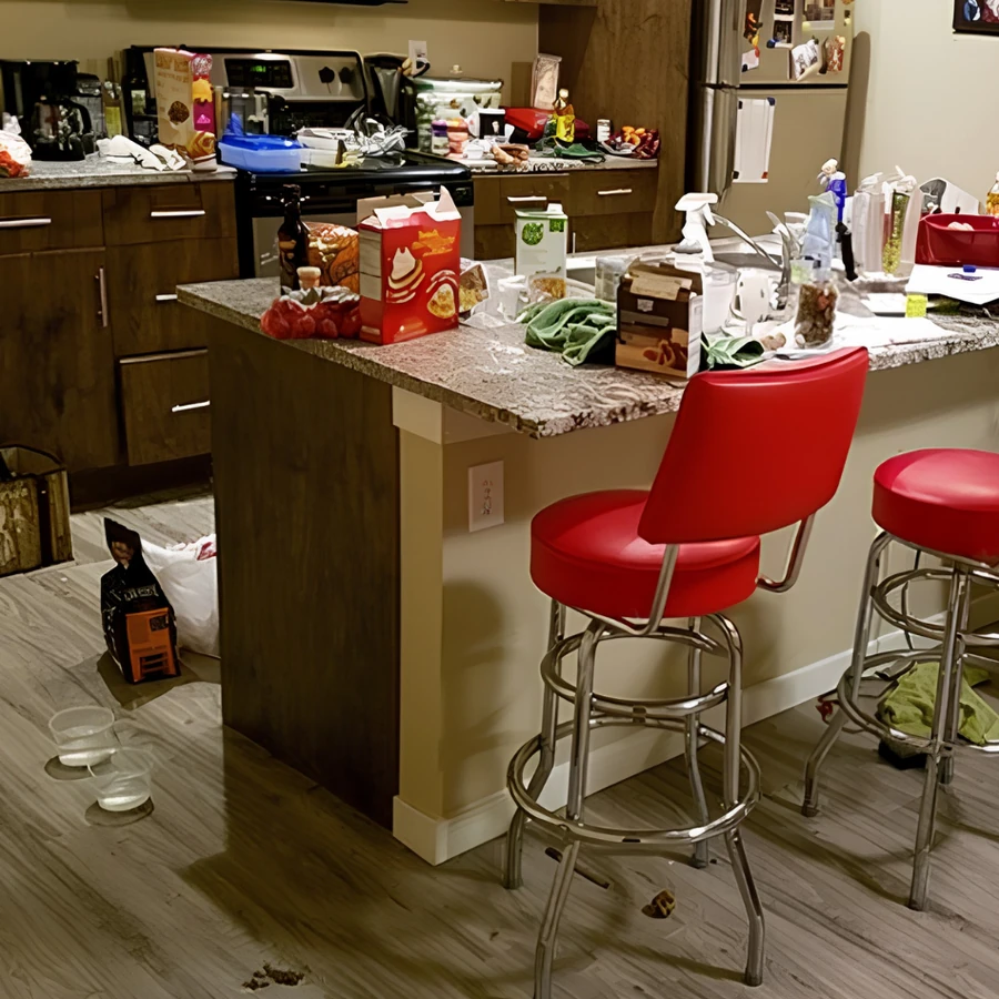 Kitchen before and after deep cleaning by Catherine's Cleaning in Massachusetts